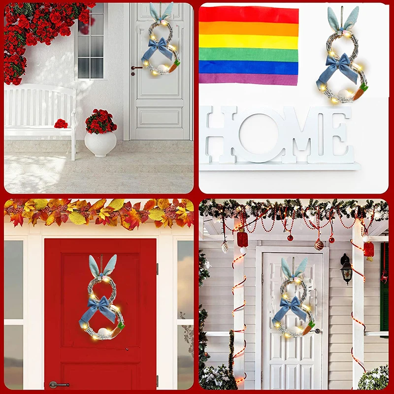 

2021 Easter Vines Circle Wreath Decoration With Lights For Home Window Pendant FEA889