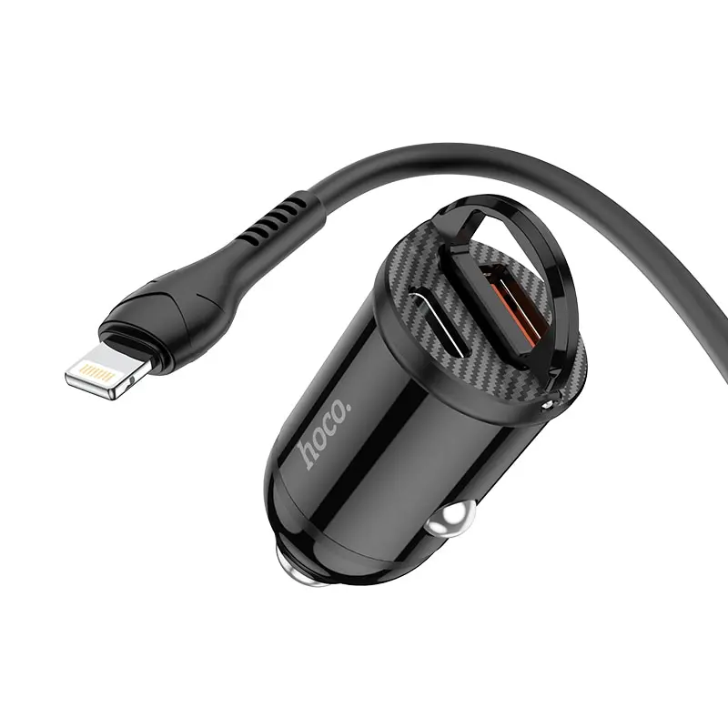 Автомобильное зарядное устройство Hoco NZ2 Link PD30W+QC3.0 (Type-C to Lightning) car charger черный |