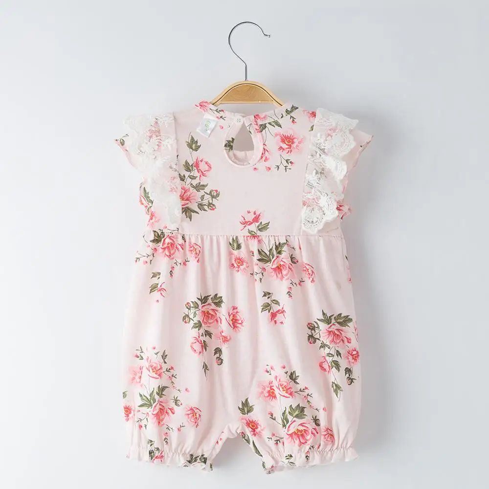 Комбинезон для новорожденных девочек с цветочным кружевом без рукавов милый