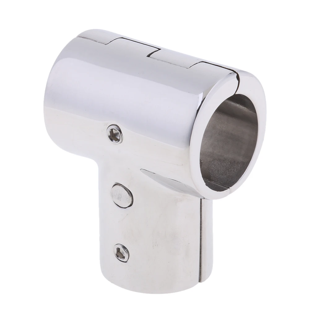 

316 Stainless Steel 90 Degree Boat Deck Handrail Rail Tee Fitting 3 Way Elbow Split for 1-inch Tube