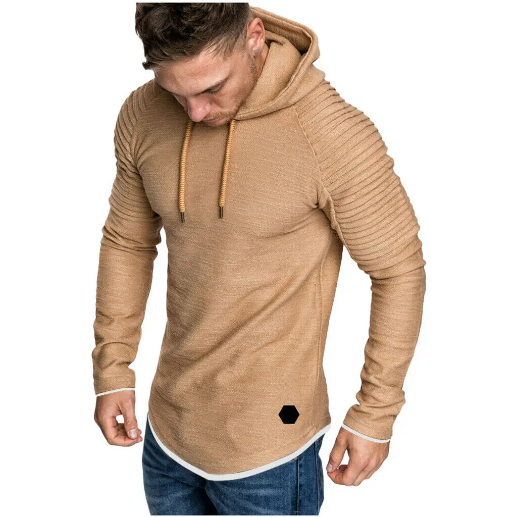 Мужская Новая мода осень зима морщин длинный рукав толстовка сохраняющая тепло с