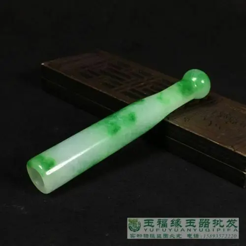 

China Hand Carved Green Jade cigarette holder jade natural jade cigarette holder
