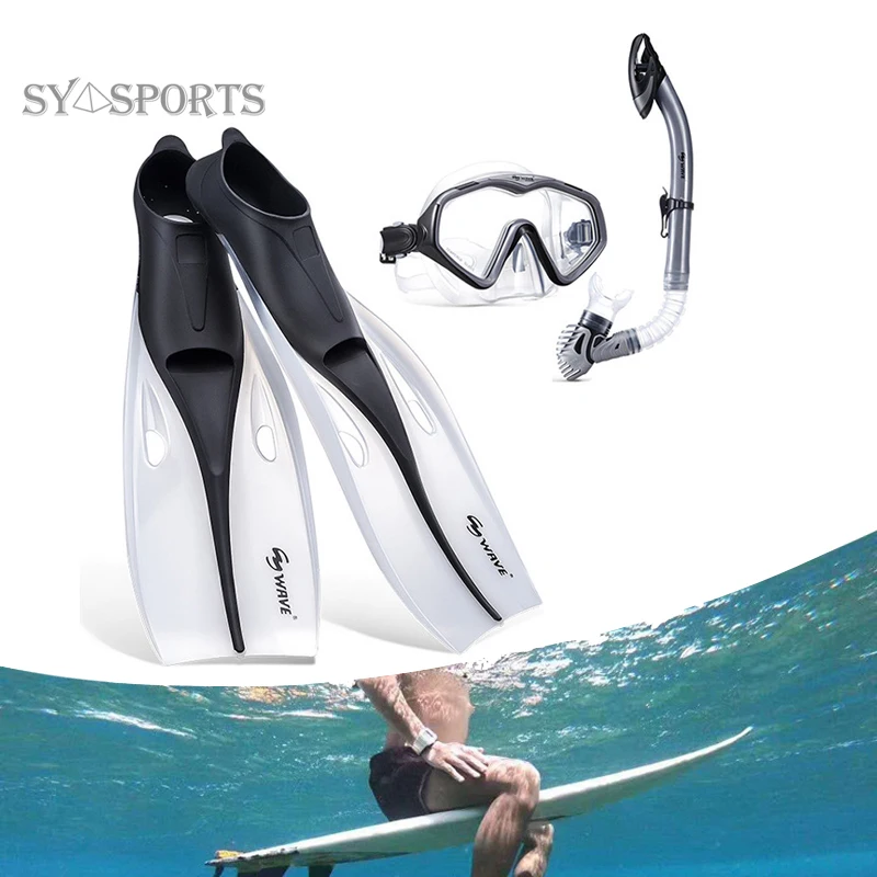 

2021 professional diving mask, snorkeling goggles, silicone, anti-fog, underwater swimming equipment, adult mask, swimming fins