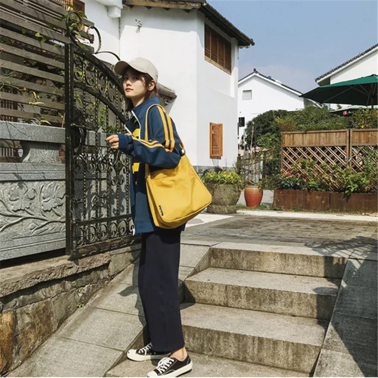 Женские сумки через плечо для девочек 2020 новые модные простые холщовые