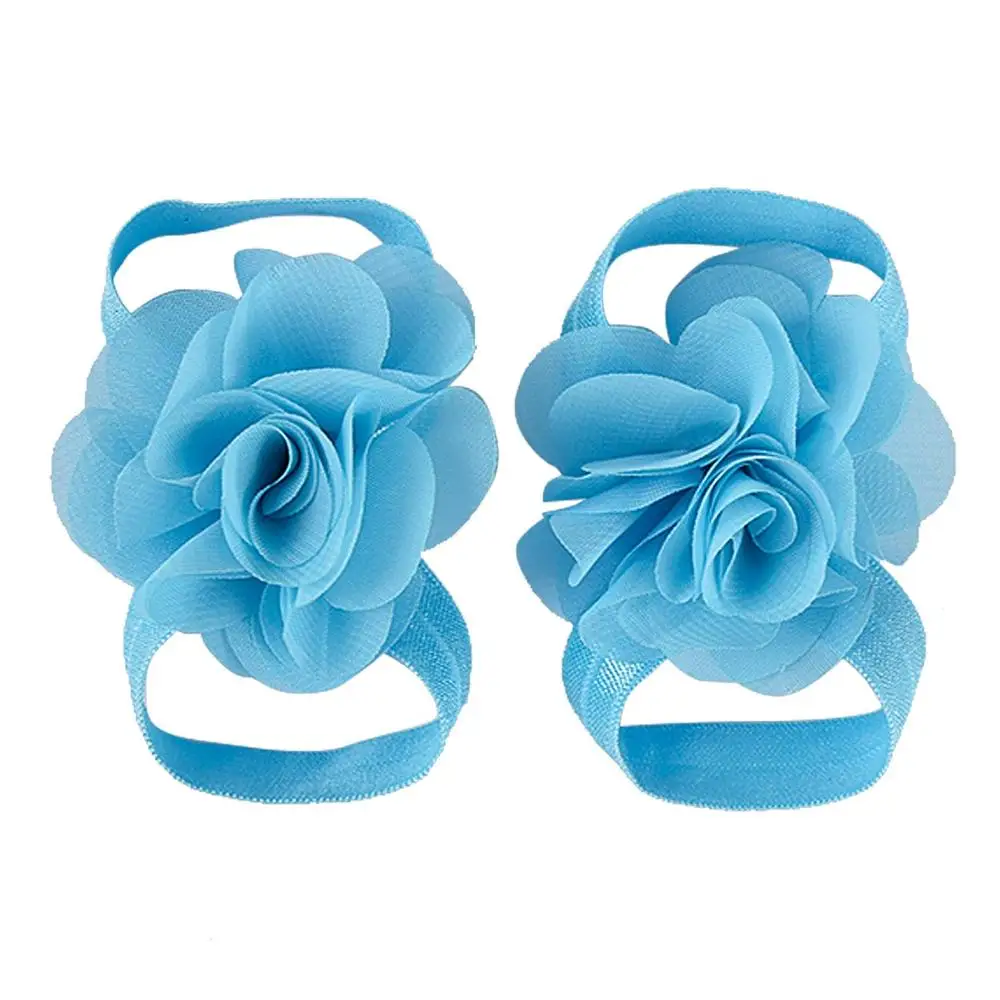 Turquoise Новинка; одежда из шифона с цветами; босоножки ботинки сандалии для новорожденных ботиночки для крещения обувь для маленькой девочки реквизит для фотосессии обувь для дня рождения для новорожденных и детей до 12 месяцев - Цвет: Turquoise