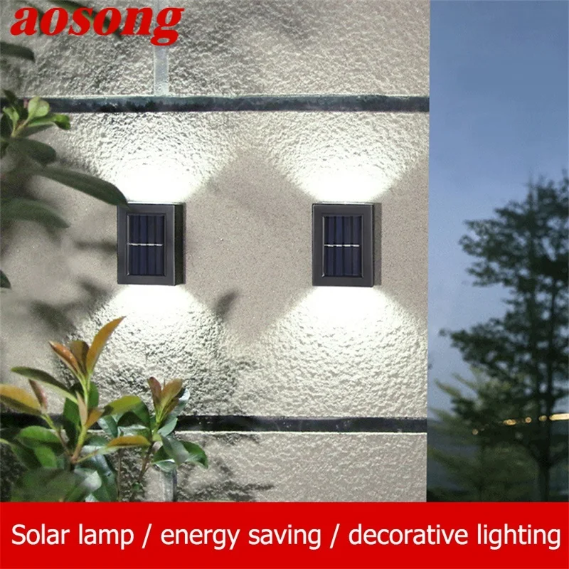 

AOSONG Outdoor Wall Solar Led Lamp Waterproof Up And Down Light Home Decorative For Porch Courtyard Garden