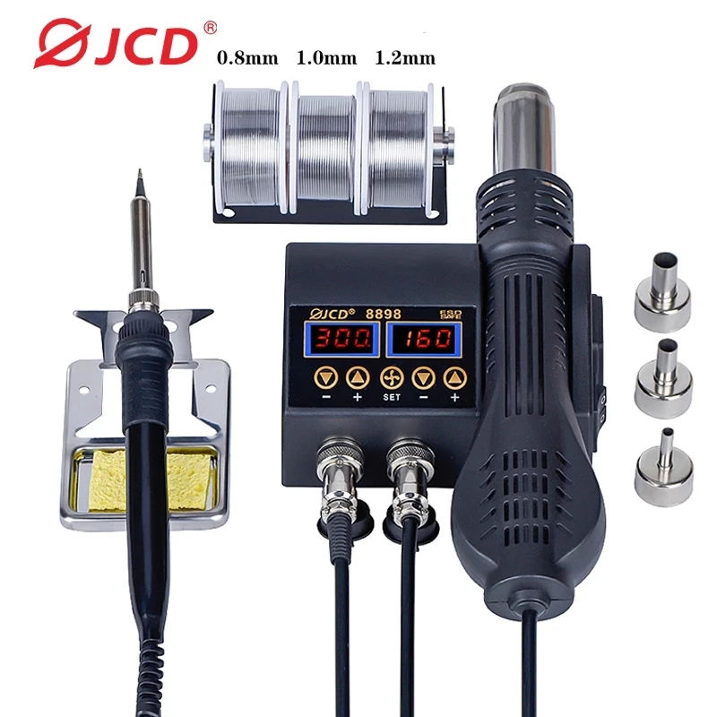 

JCD 2 in 1 8898 Soldering Station 750W LCD Display Rework Welding Station for Cell-phone BGA SMD PCB IC Repair Solder Tools Tin