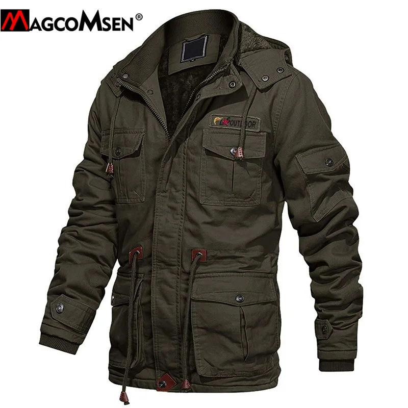 MAGCOMSEN зимняя военная куртка мужская ветровка Парка хлопковая утепленная