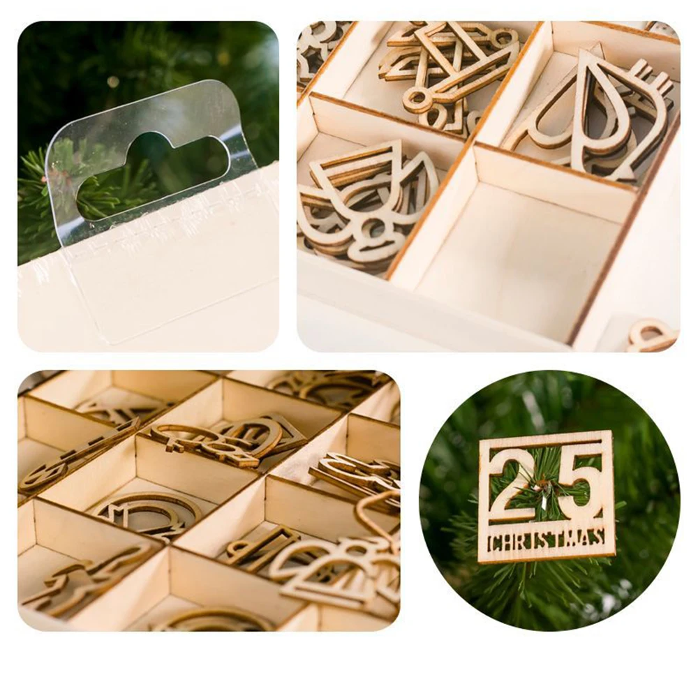 125 шт. DIY из натурального дерева чип Рождественская елка подвесная подвеска с