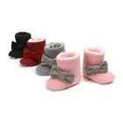 Мягкие детские зимние ботинки с бантиком, обувь для малышей, хлопковая теплая обувь, ботинки