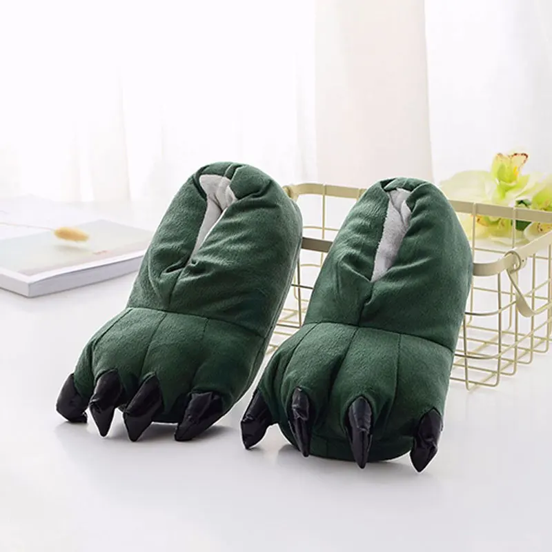 green Тапочки с животными кигуруми для детей и взрослых; цельная Пижама; тапочки для женщин и мужчин; забавные праздничные Вечерние туфли на Рождество и Хэллоуин; домашняя обувь - Цвет: green