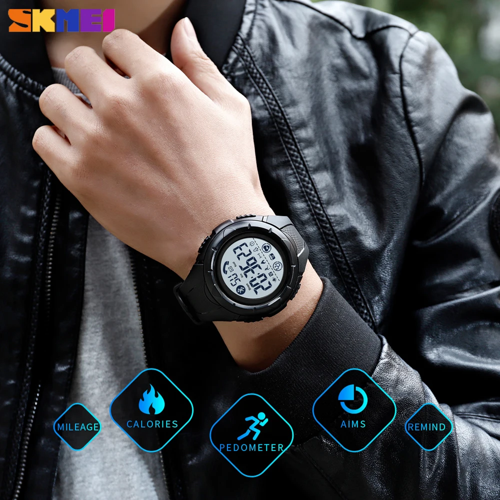 

SKMEI Fashion Men Digital Wristwatches Military Bluetooth Heart Rate Monitoring Pedometer Sports Watches Box Gift Montre homme