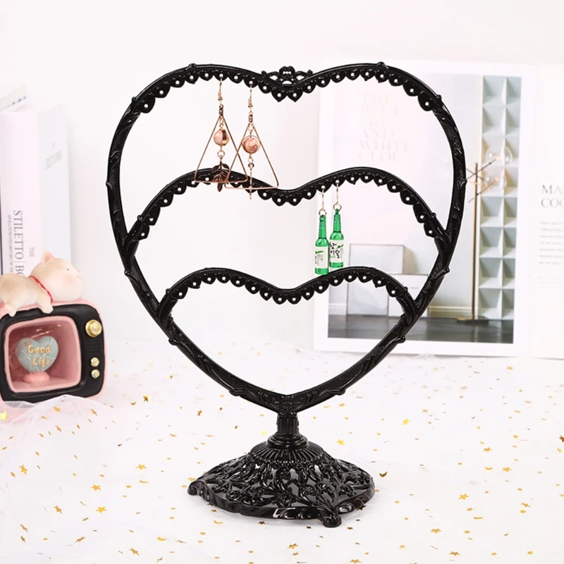 

LXAE Heart/Wine Cup Shape Earrings Bracelet Storage Shelf Jewelry Display Holder Ear