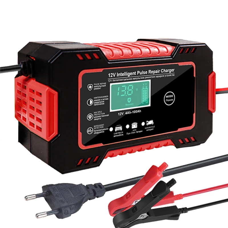 

Full Automatic Smart Car Battery Charger 12V Digital LCD Display Battery Power Puls Repair Charger For Wet Dry Lead Acid Battery