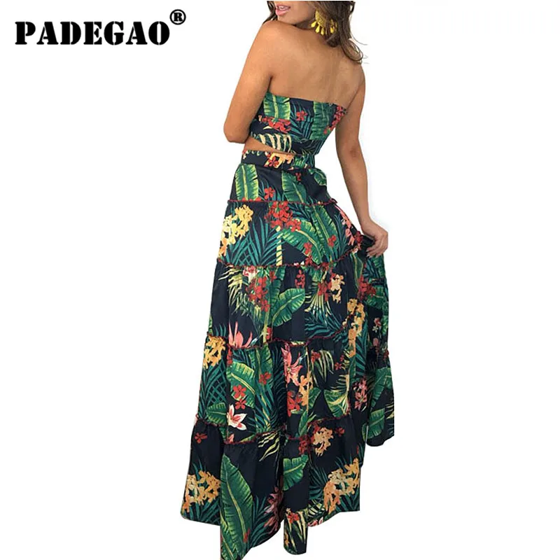 PADEGAO Boho Сексуальный Женский комплект из двух предметов укороченный топ с