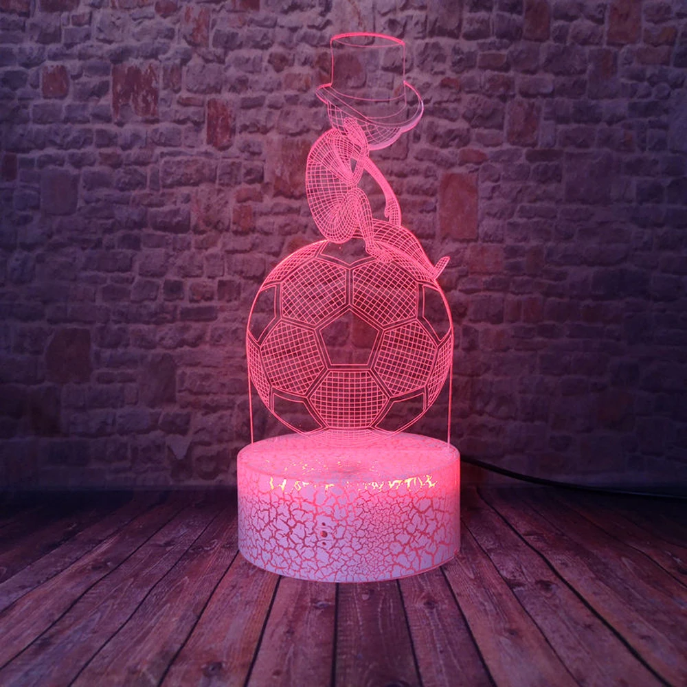 Thinking Meditation Football Boy 3D LED Lamp 7 Color RGB Change Night Light Touch Control Study Bedroom Bedside Shop Xmas Gifts | Лампы и