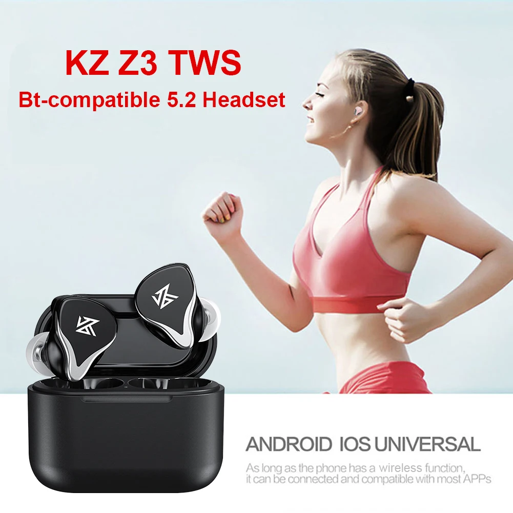 For KZ Z3 TWS Bluetooth-compatible 5.2 Earphones Wireless Headphone Noise Cancelling Sports Stereo Sound In-ear Earbuds Headsets |