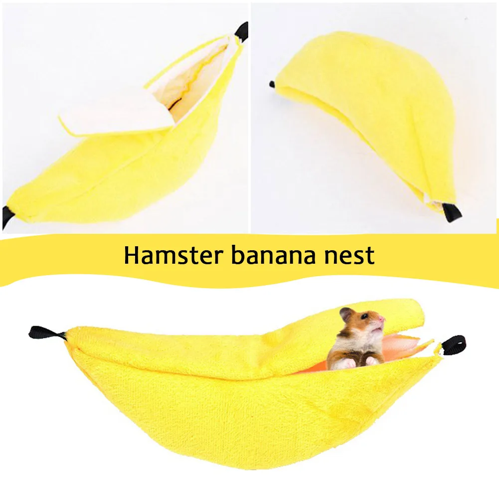

Hanging Bed Cage Accessories Pet Swing Plush Banana Shape Small Animals Hammock Hammock Rat Mouse Living House