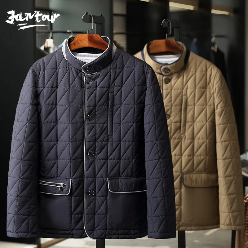 Мужская зимняя куртка повседневная с капюшоном толстая стеганая из хлопка