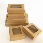 10 шт.лот большая коробка с окошком и маленькая бумага крафт-картон упаковка подарочная коробка ручной работы мыло конфеты для свадебных украшений подарочная коробка