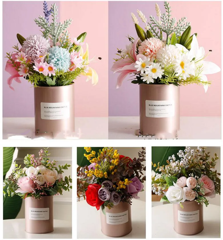 Современная железная ваза + искусственный цветочный набор статуэтки поделки