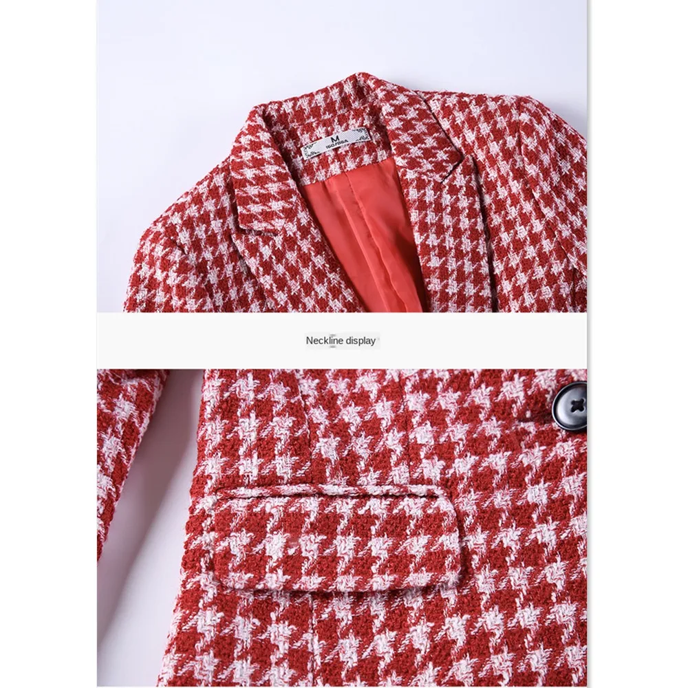 Костюм женский в клетку с юбкой модный костюм западном стиле большим рисунком