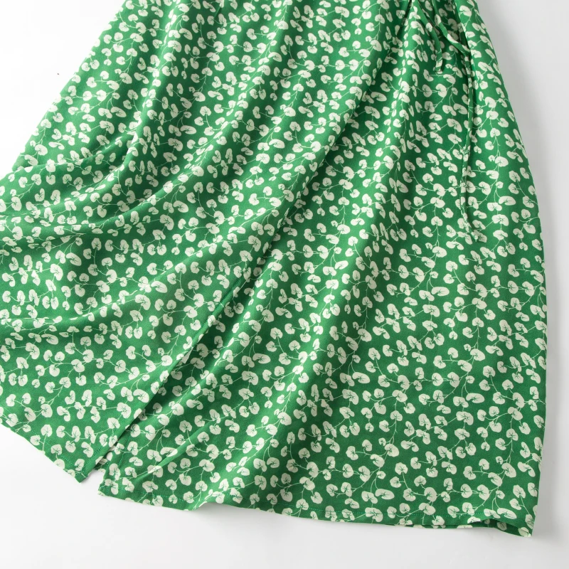 Платье SuyaDream женское с V-образным вырезом шелковое пляжное зеленое запахом