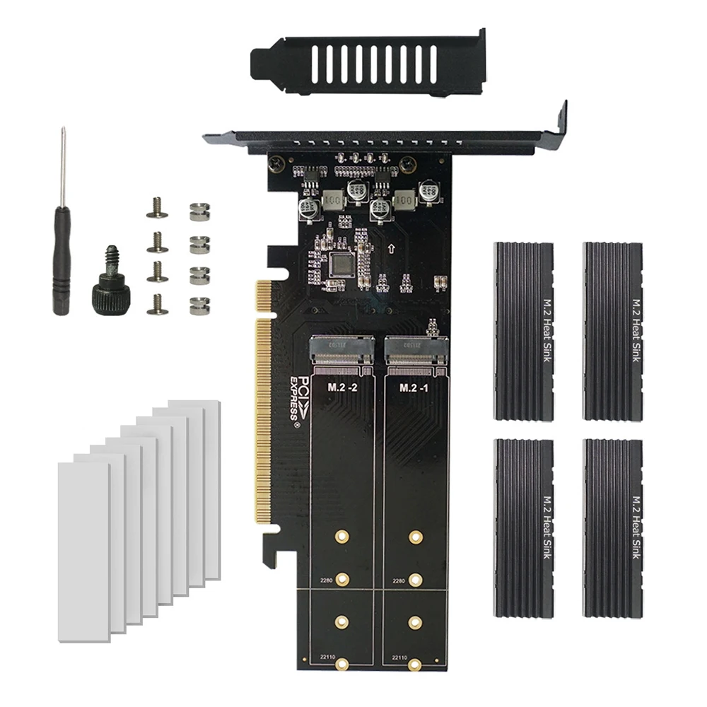 

PCIe-карта адаптера M2 PCIE X16 4 порта M2 NVME M Key SSD конвертер M.2 PCI Express X16 адаптер VROC RAID Плата расширения Chia