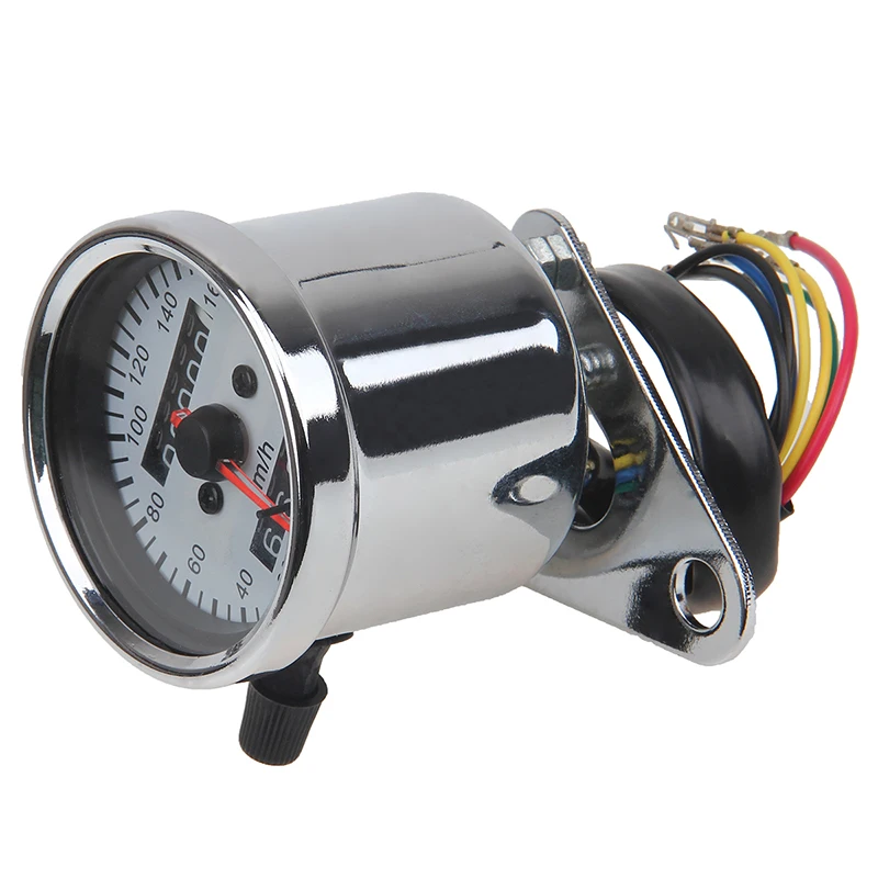 Posbay хромированный корпус белый циферблат Универсальный мотоцикл измеритель