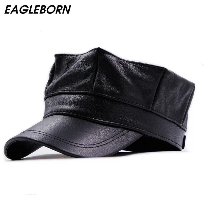 Кепка из натуральной кожи для мужчин и женщин теплая шапка в стиле милитари Осень