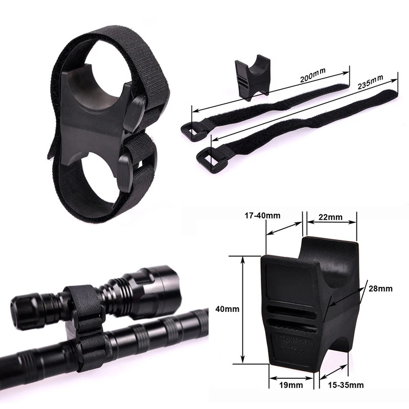 Multi-Purpose Bike Strap Flashlight LED Torch Mount Holder Bike Lock Clamp Holder Hook&Loop Band Mountain Bicycle Accessories