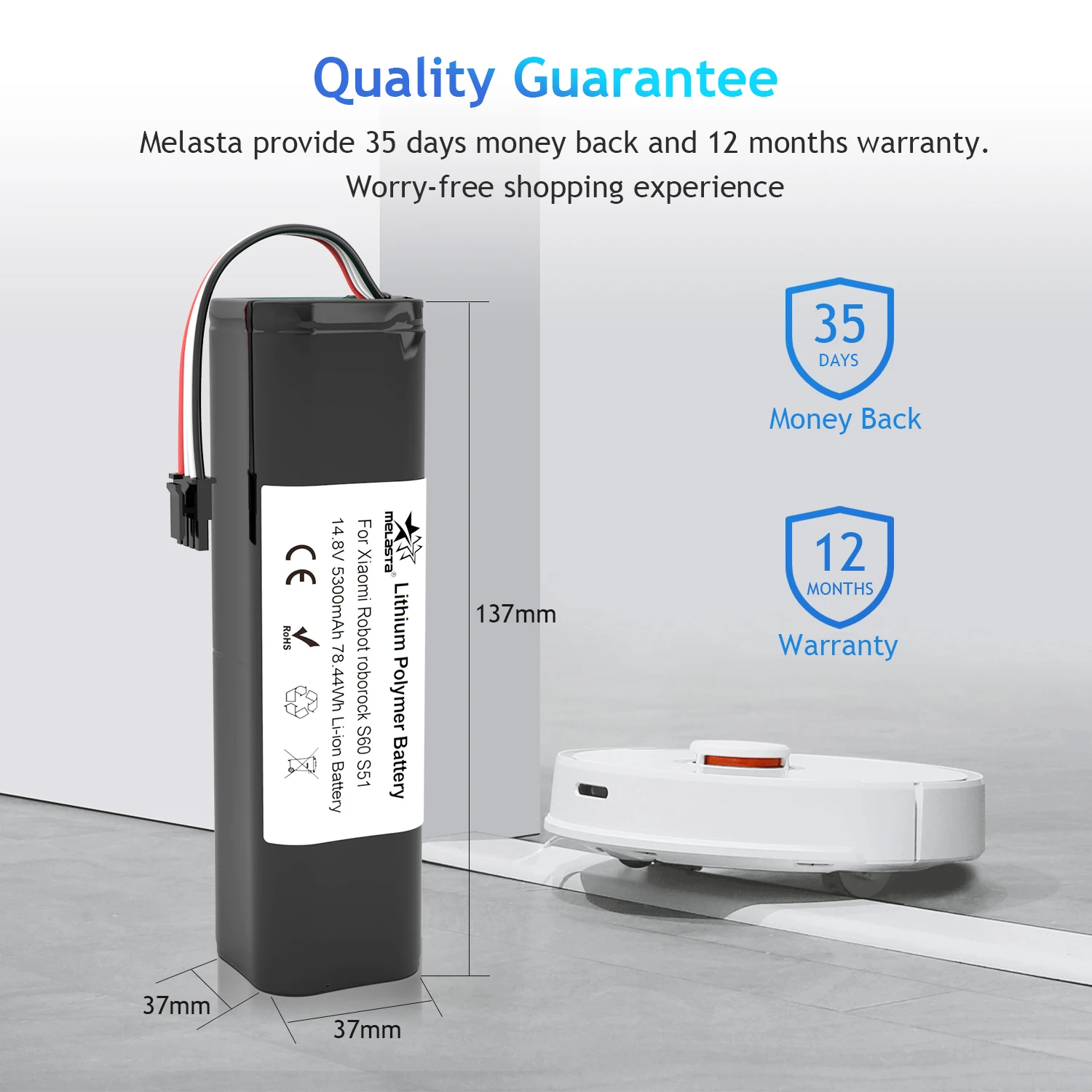 Перезаряжаемый литий ионный аккумулятор 5300 мАч для робота пылесоса xiaomi mi robot 2nd