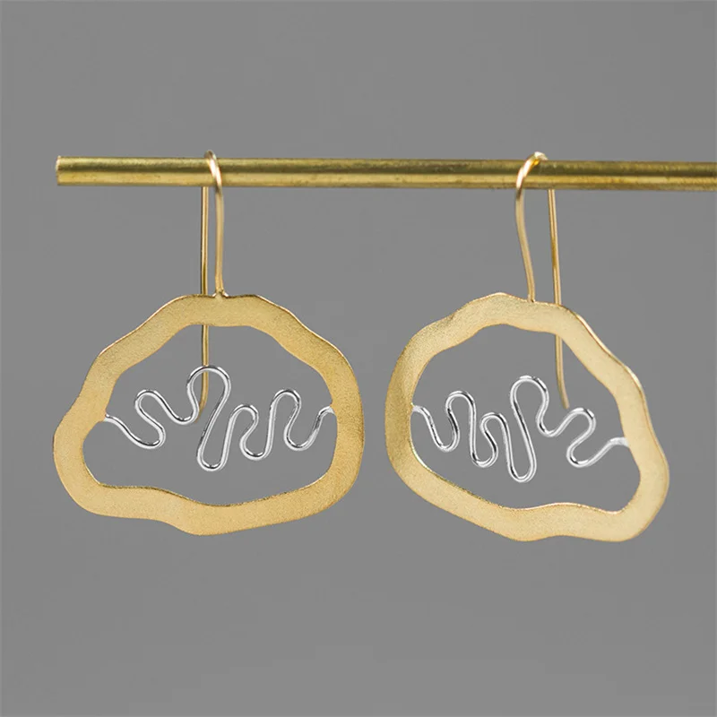 Женские серьги с подвеской в виде реки из серебра 925 пробы | Украшения и