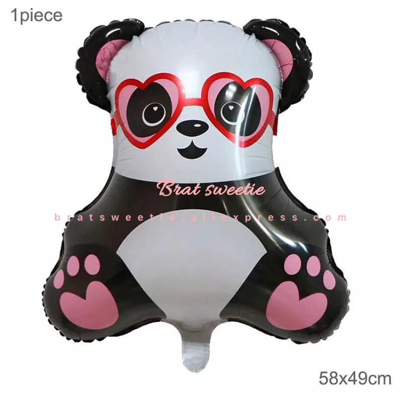 glasses panda Вечерние шары с пандой на день рождения, декорированные пандой, фольгированные шары, латексные шары, баннер для детского душа, украшения для дня рождения - Цвет: glasses panda