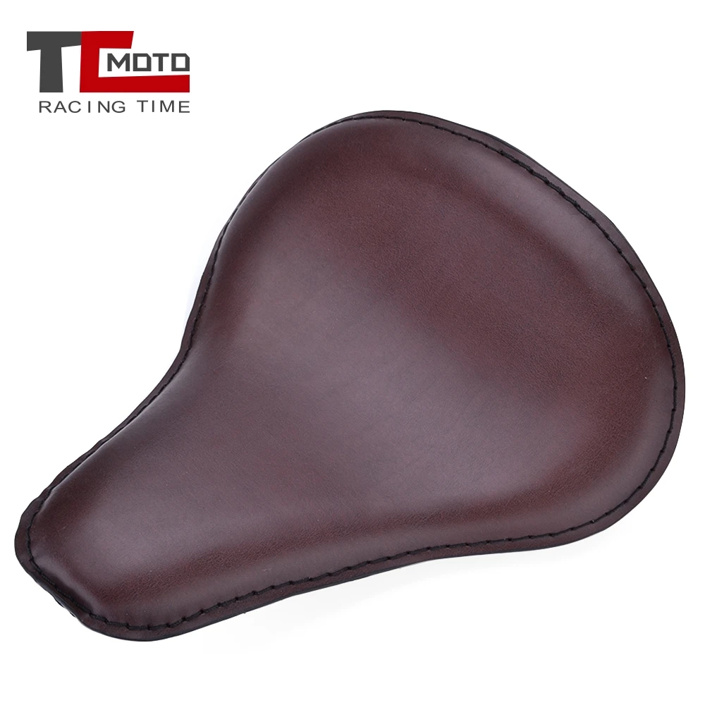 High Quality Motorcycle Leather Solo Passenger Seat Cover Cowl Pad For Harley Custom Chopper Bobber Saddle Seat Black Brown