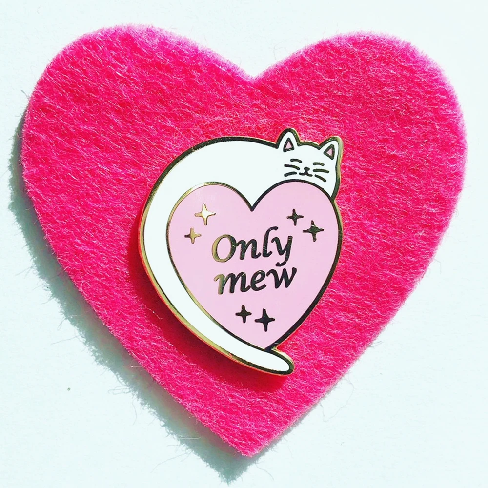 Kawaii Only Mew Cat жесткая эмалированная булавка мультфильм Животные в форме сердца