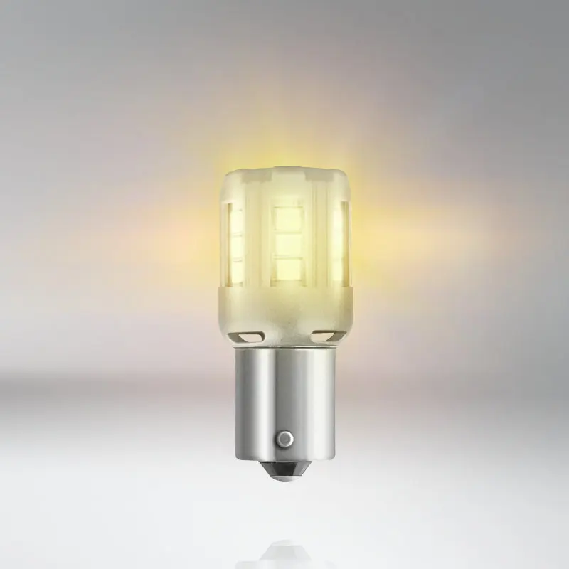 Светодиодные автолампы OSRAM PY21W BAU15s желтые сигнасветильник лампы 7457YE S25