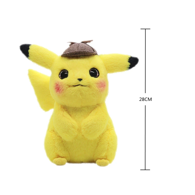 

28CM Genuine Pokemon Pikachu Plush Toy Detective Long Plush DOLL Peluche Pocket Monster Action Figure Anime Model Toy For Kids