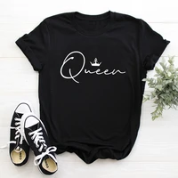 9 colors crown queen letter print t shirt women short sleeve o neck loose tshirt summer women tee shirt tops clothes mujer