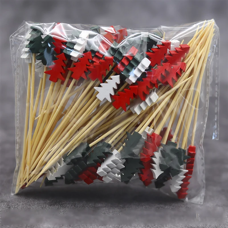100PCS 9cm Коктейльные Палочки Бамбук Декоративные Зубочистки Фруктовые Закуски