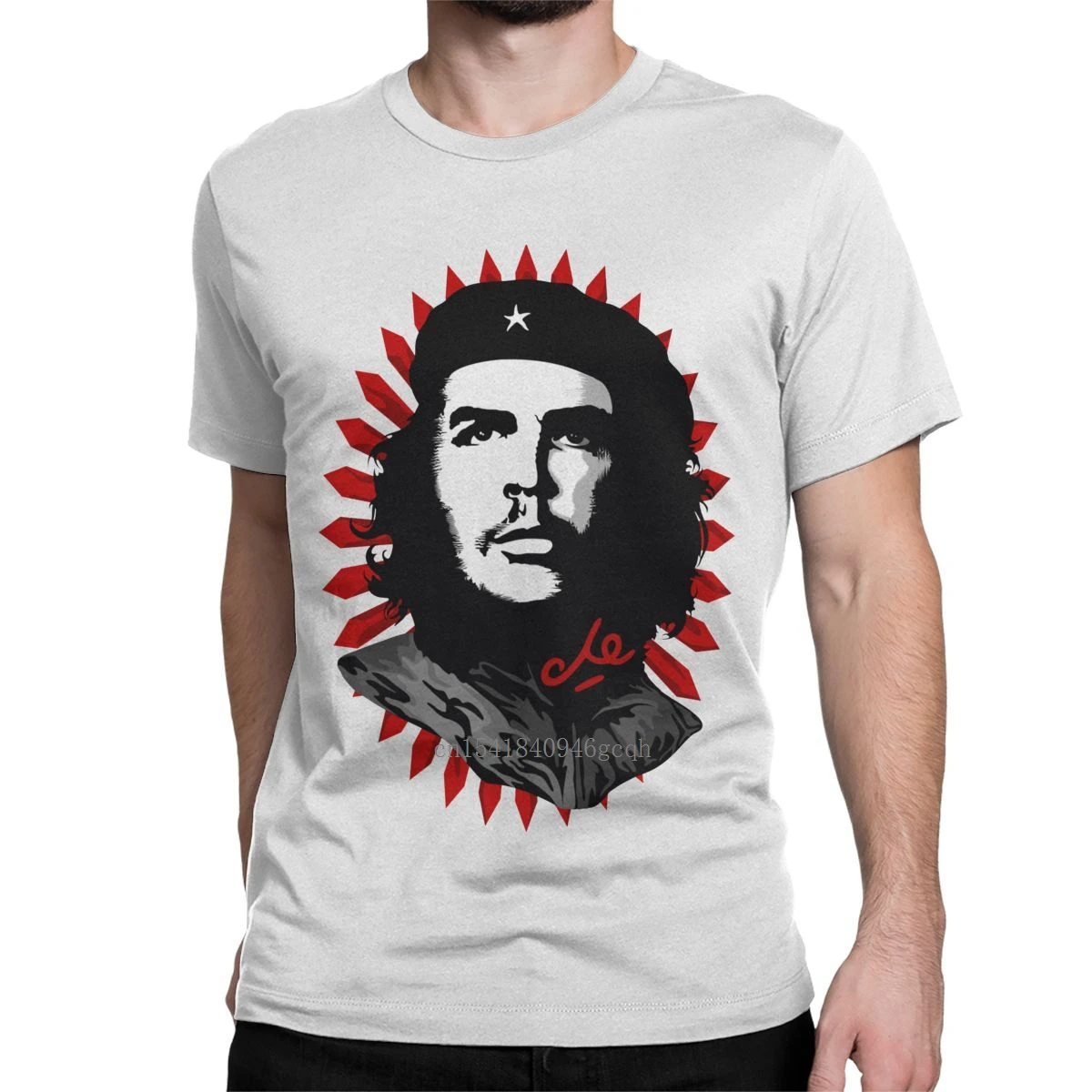 

El Che Guevara Iconic Portrait On Abstract Red Sun T Shirt Men Pure Cotton T-Shirts Freedom Cuba Tee Shirt Clothing New Arrival