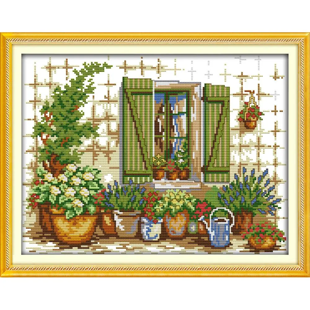 

Everlasting Love Outside The Window Chinese Cross Stitch Kits Ecological Cotton 11CT Stamped DIY Christmas Decorations For Home
