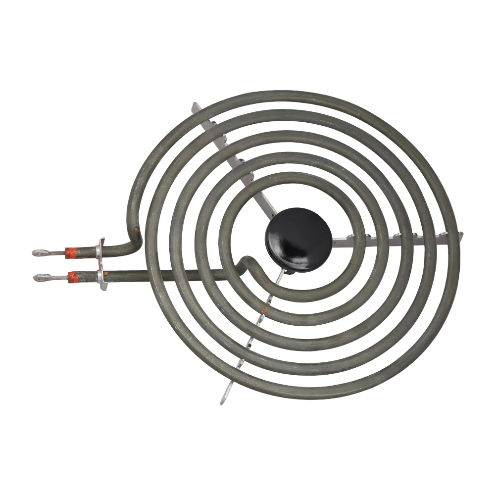 2100W 230V 8" 5 Turns Heating Element for Surface Burner,5 Coils Pancake Coil Shape Heater Tube with Tripod Back Size Flat