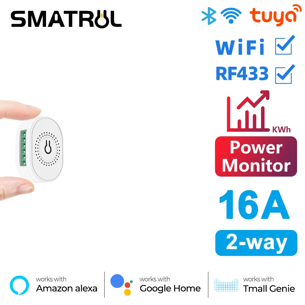 

Смарт-выключатель SMATRUL Wi-Fi RF433 16А