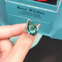 gorgeous water drop paraiba tourmaline gemstone rings for women 925 silver anniversary gift engagement bride finger jewelry