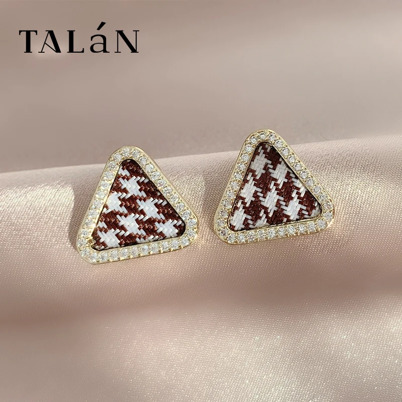 Стразы Треугольники узор серьги из серебра 925 Южная Корея Изысканный простые не