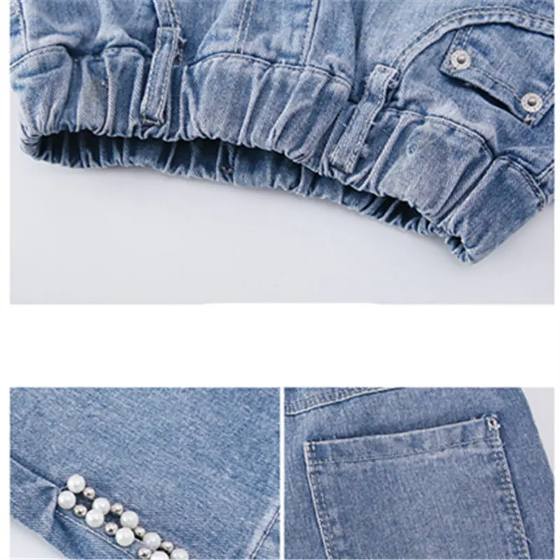 

Jeans For Girl Pearls Straight Wide Leg Pants Spring Autumn Children Casual Style High Quality Teenager Clothes 6 8 9 10 12 14Y