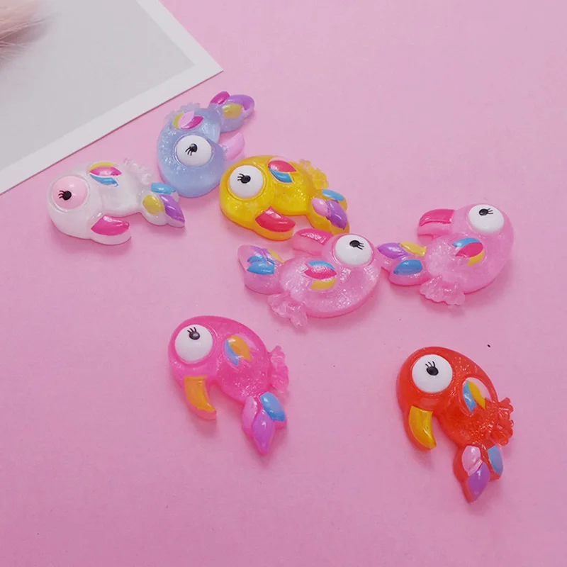 

100Pcs Miniature Cute Cartoon Woodpecker Flatback Resin Cabochon Scrapbooking Phone Decor Embellishments DIY Accessories