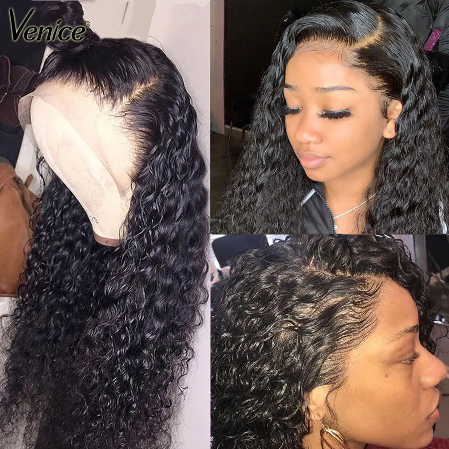 Венецианские волосы 360 кружевной передний al парик для черных женщин кудрявые