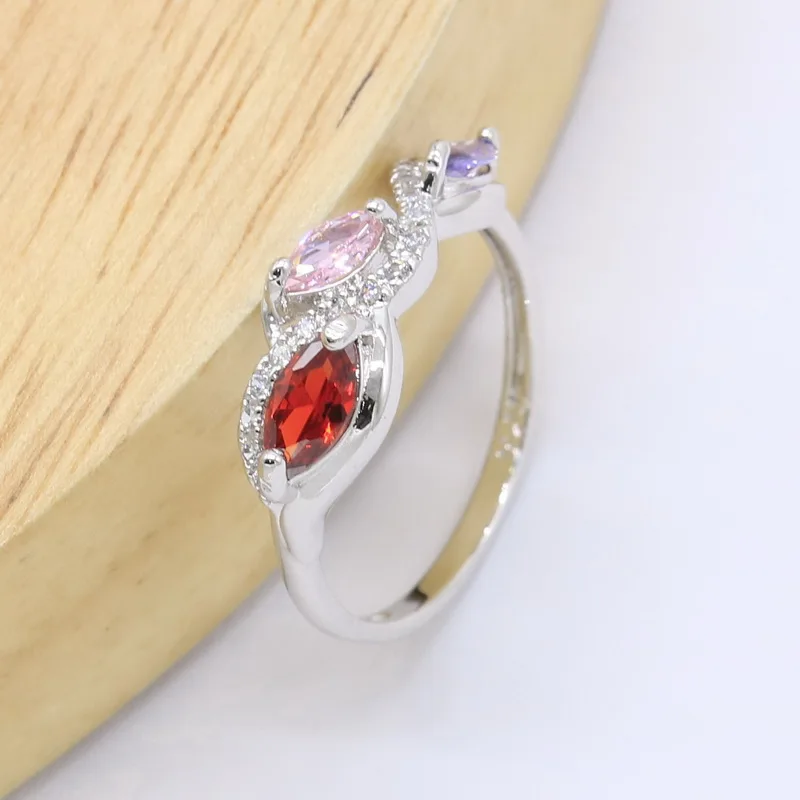 Женский комплект ювелирных изделий ожерелье серьги кольцо браслет Бесплатная